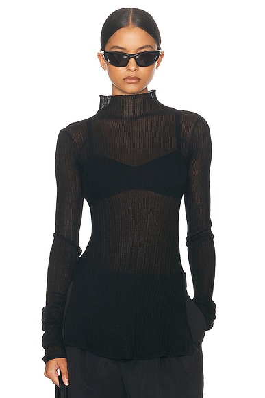 Helsa Justin Knit Top in Black