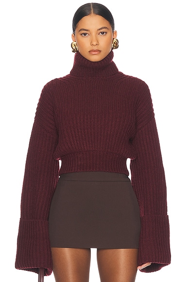 Helsa Esti Turtleneck Sweater in Burgundy