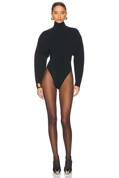 Helsa Calloway Knit Bodysuit in Black