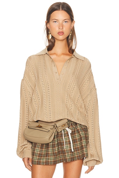 Addeline Oversized Polo in Tan