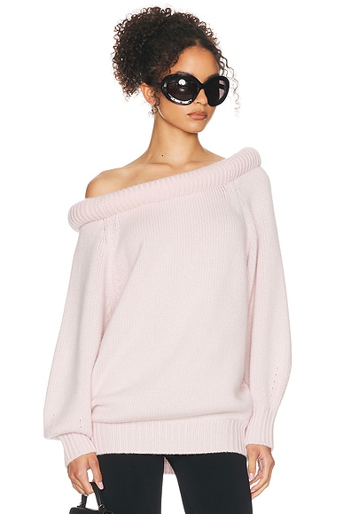 Helsa Cressidia Off Shoulder Sweater in Light Pink