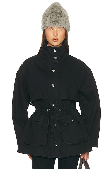 Helsa Garment Washed Utility Jacket in Washed Black