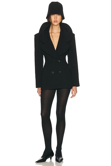 Helsa The Rampling Blazer in Thick Crepe in Black