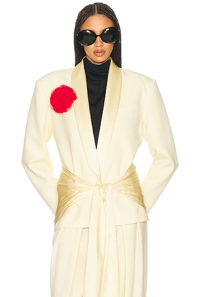 Helsa The Tux Blazer in Wool in Butter Yellow