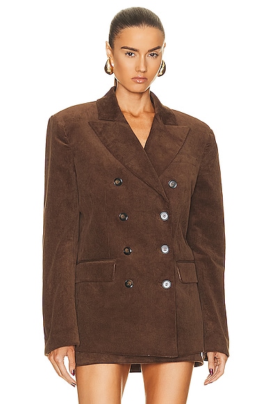 Helsa Corduroy Double Breasted Jacket in Brown