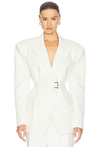 Helsa The Belted Blazer in Cream