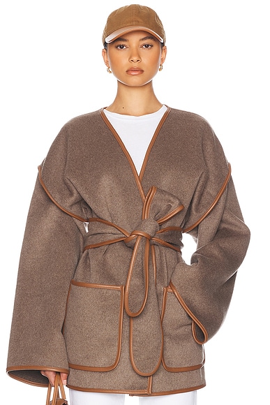 Helsa Wool Blend Blanket Coat in Coffee Melange