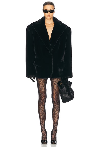 Helsa The Oslo Faux Fur Coat in Black