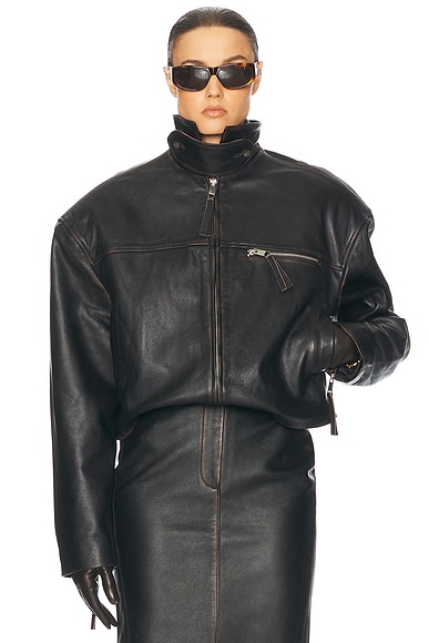 The Leather Oversized Moto Jacket
