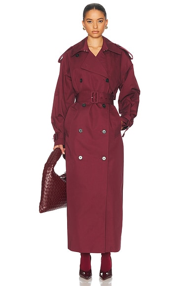 Classic Oversized Trench in Burgundy