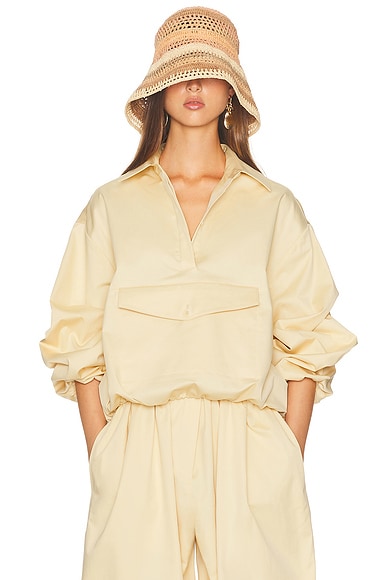 Helsa Cotton Twill Anorak in Pale Yellow