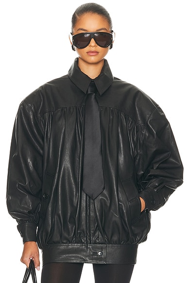 The Shirred Oversized Leather Jacket