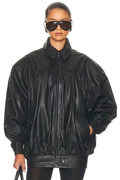 The Shirred Oversized Leather Jacket