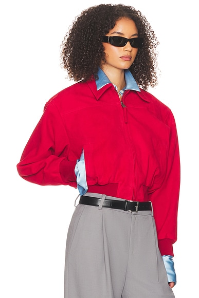 Helsa The Suede Zip Bomber in Rouge