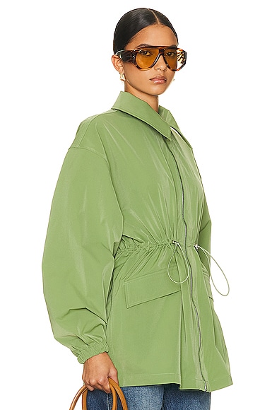 Shop Helsa Tech Gabardine Zip Jacket In Army Green
