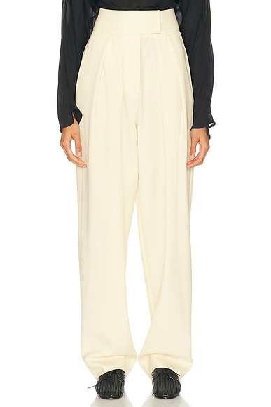 High Waist Pleated Suit Trouser in Wool