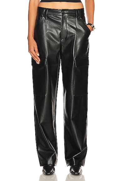 Helsa Waterbased Faux Leather Cargo Pant in Black