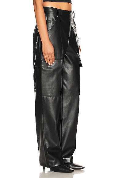 Shop Helsa Waterbased Faux Leather Cargo Pant In Black