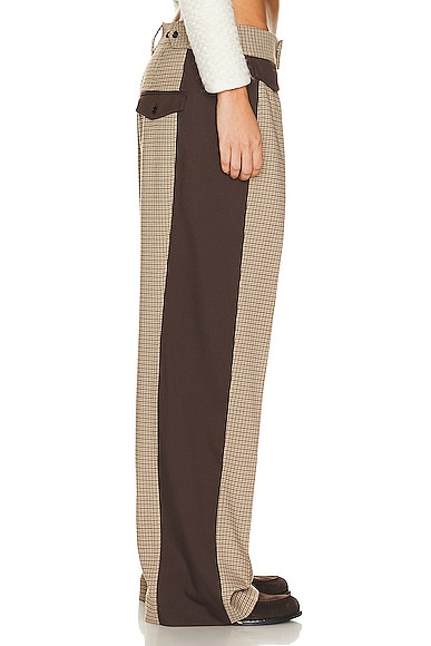 Shop Helsa Colorblock Plaid Suit Trouser In Cafe Plaid & Java