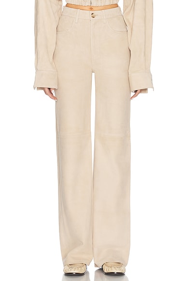 Helsa Suede 5 Pocket Pants in Sandy Beige