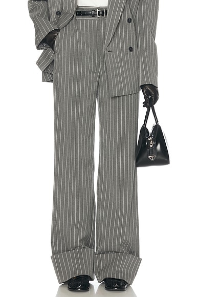 Pinstripe High Waist Cuffed Pants