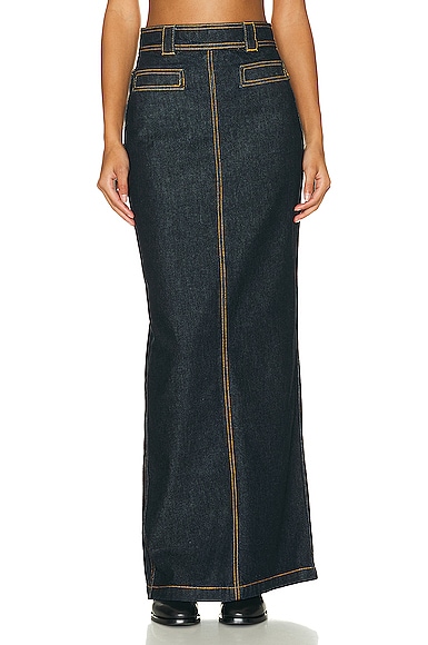 Helsa Denim Long Skirt in Indigo Blue