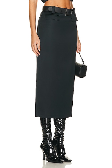 Shop Helsa Heavy Satin Column Skirt In Black