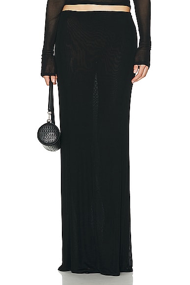 Helsa Sheer Knit Layered Maxi Skirt in Black