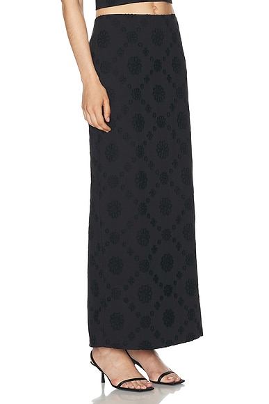 Shop Helsa Eyelet Column Midi Skirt In Black