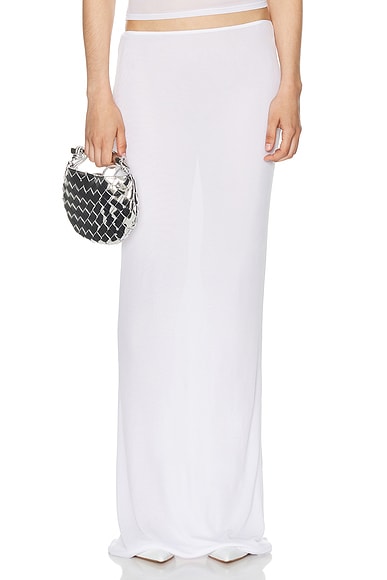 Helsa Sheer Knit Layered Maxi Skirt in White