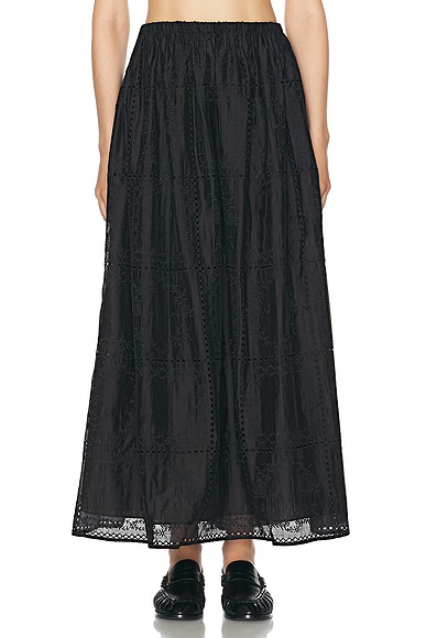 Helsa Handkerchief Midi Skirt in Black