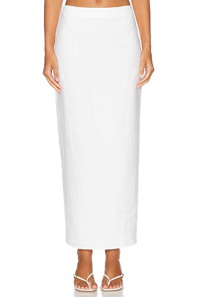 Helsa Linen Maxi Skirt in Natural White