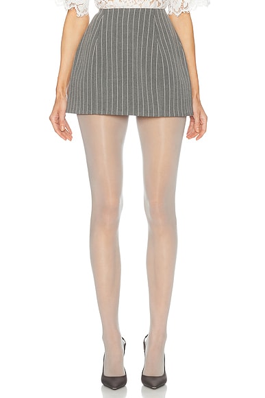 Helsa Pinstripe Structured Mini Skirt in Grey & White Stripe