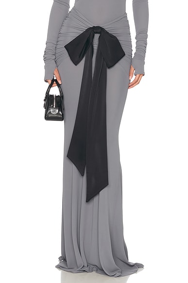 Helsa The Althea Jersey Skirt With Bow in Graphite