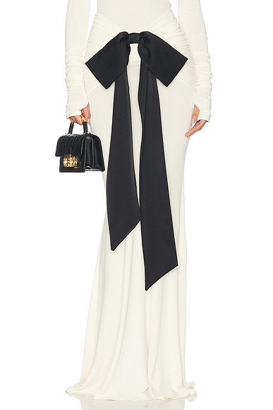 Helsa The Althea Jersey Skirt With Bow in Swiss Cream