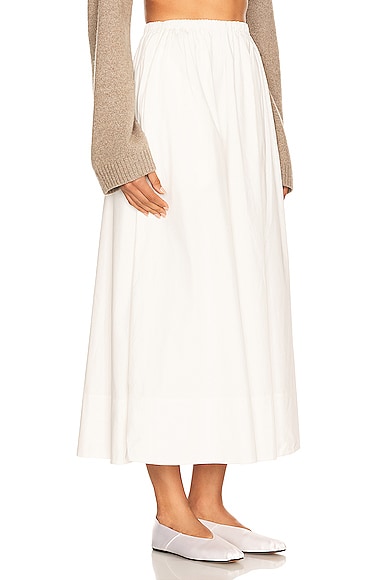 Helsa Cotton Poplin Midi Skirt In White