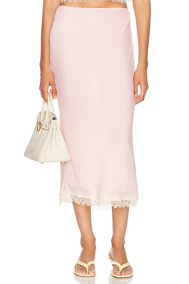 Viscose Georgette Slip Skirt With Lace