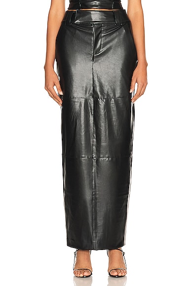 Waterbased Faux Leather Midi Skirt