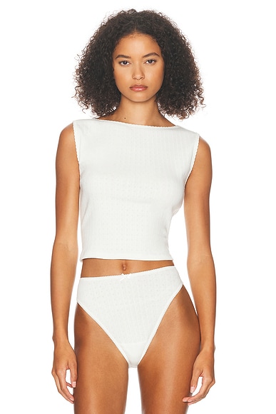 Helsa Pointelle Muscle Tank in White