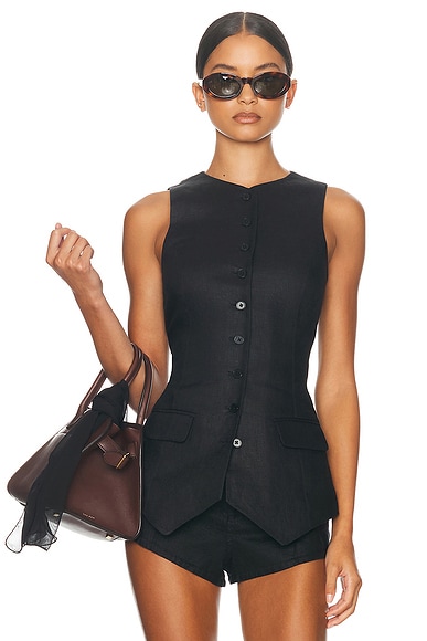 Helsa Linen Button Tunic in Black