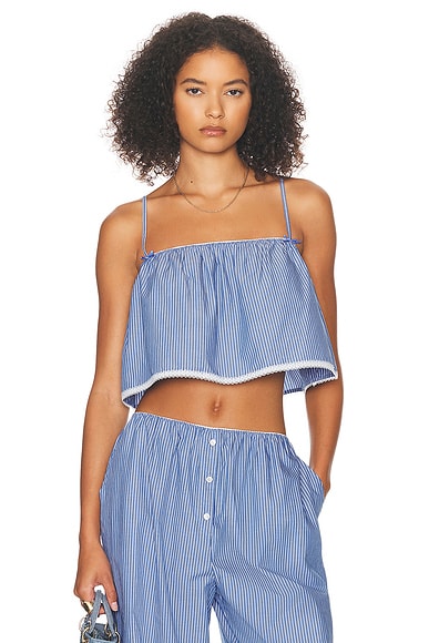 Helsa Pinstripe Poplin Camisole in Blue Pinstripe