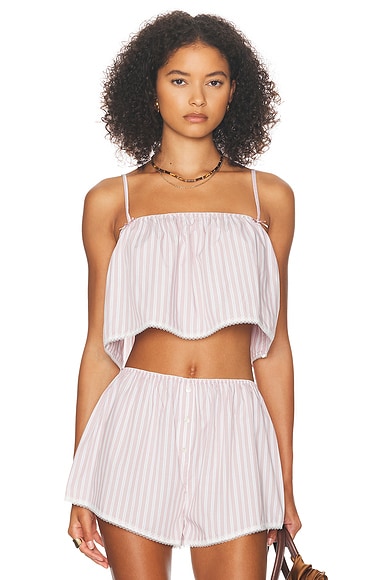 Helsa Wide Stripe Poplin Camisole in Mauve Stripe