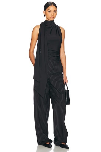Helsa Natasha Silk Halter in Black