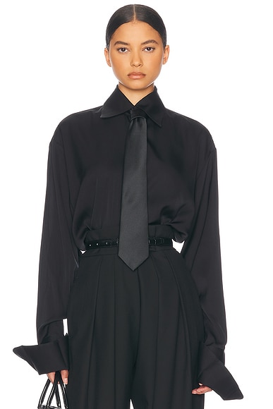 Helsa The Relaxed Silk Shirt in Black