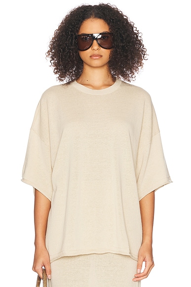 Helsa Palmer Knit Top in Natural Linen