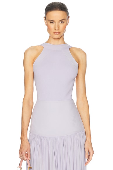 Helsa Jolene Knit Bodysuit in Purple Heather