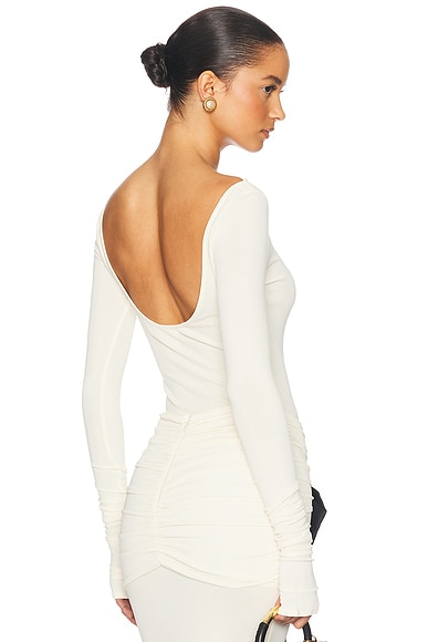 Helsa Matte Jersey Long Sleeve Top in Swiss Cream