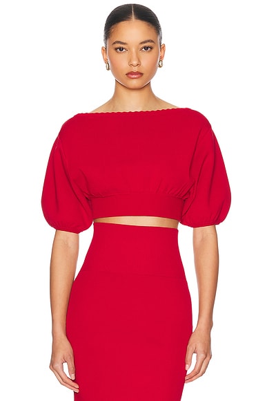 Helsa Luella Short Sleeve Sweater in Red