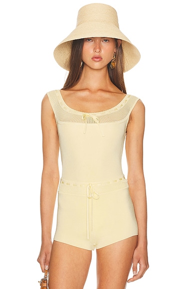 Helsa Brie Bodysuit in Butter Yellow