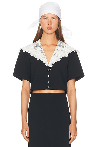 The Sailor Shirt With Lace Collar in Black